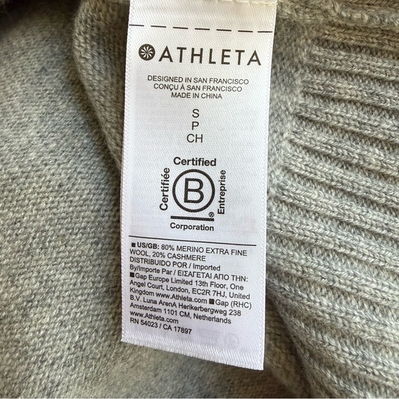 Athleta Alpine Merino Wool & Cashmere Cropped Hoodie Sweater Gray - Picture 7 of 7